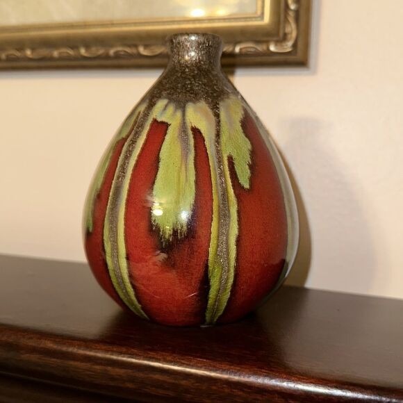 Handmade Stone Mini Vase Decor Burgundy Green Stone Gray - Picture 4 of 6